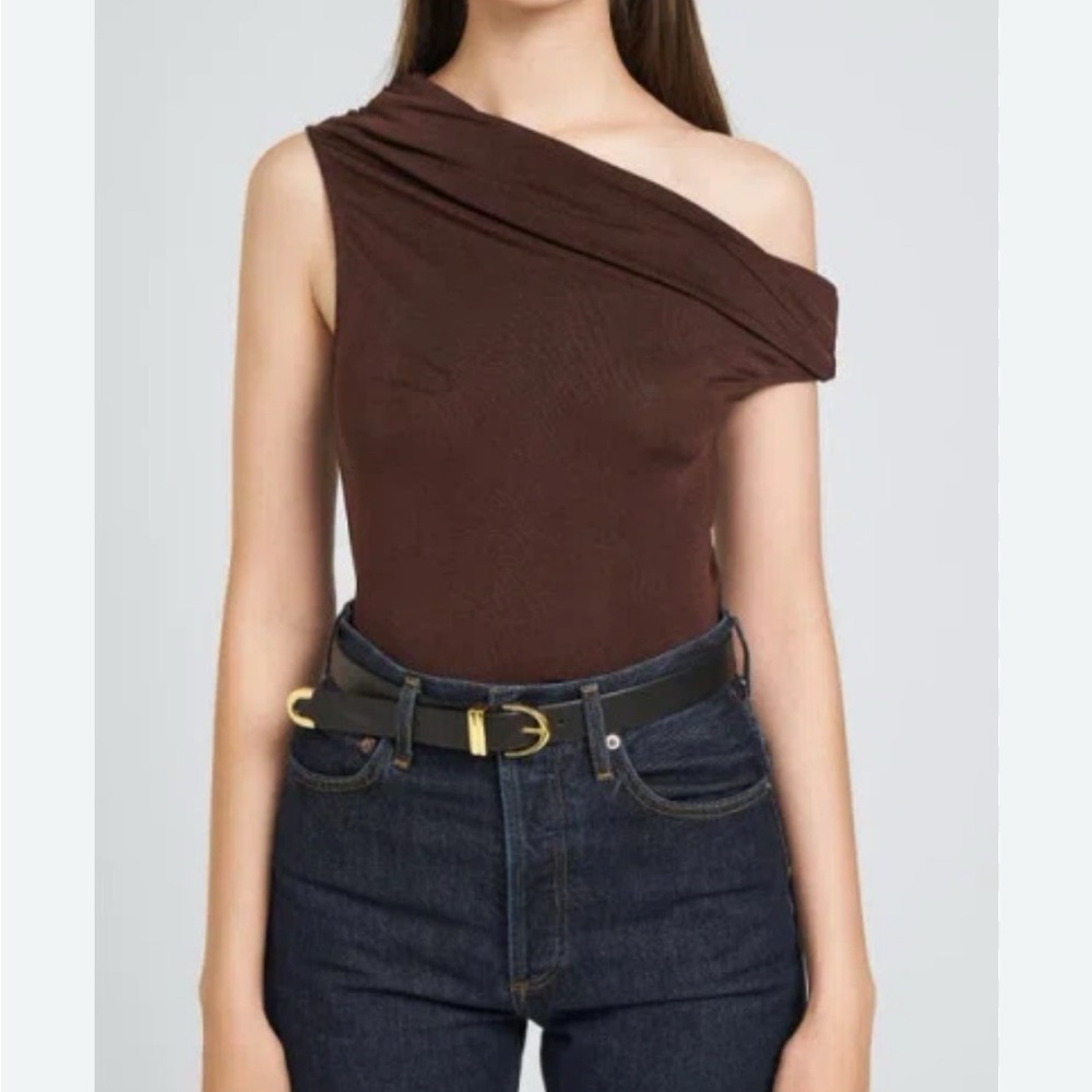 WAYF One-shoulder Bodysuit In Espresso